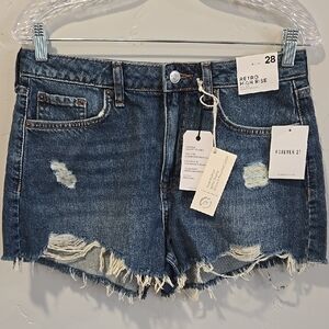 Forever 21 Blue Denim High-Rise Shorts